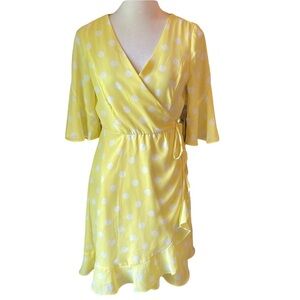 New june and hudson yellow polka dot side tie dress